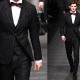 black striped suit velvet bow tie grooms attire 2012  full 160x160 - Κοστούμια για το γαμπρό εμπνευσμένα από πασαρέλες μεγάλων οίκων 2012