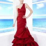 T483 red one shoulder a line wedding dress drop waist  detail 160x160 - Νυφικά Φορεματα 2012 με χρώμα
