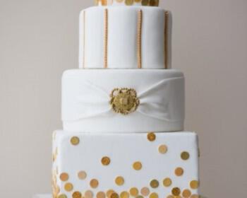 tourta gamou lefko kai xriso 16 350x280 - Γαμήλιες τούρτες σε λευκό και χρυσό