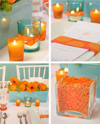 gamos portokali galazio stolismos deksiosi - Στολισμός γάμου πορτοκαλί χρώμα